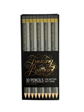 Chronicle Books Black and Gold "F***ing Brilliant" 10-Pencil Set, Presharpened